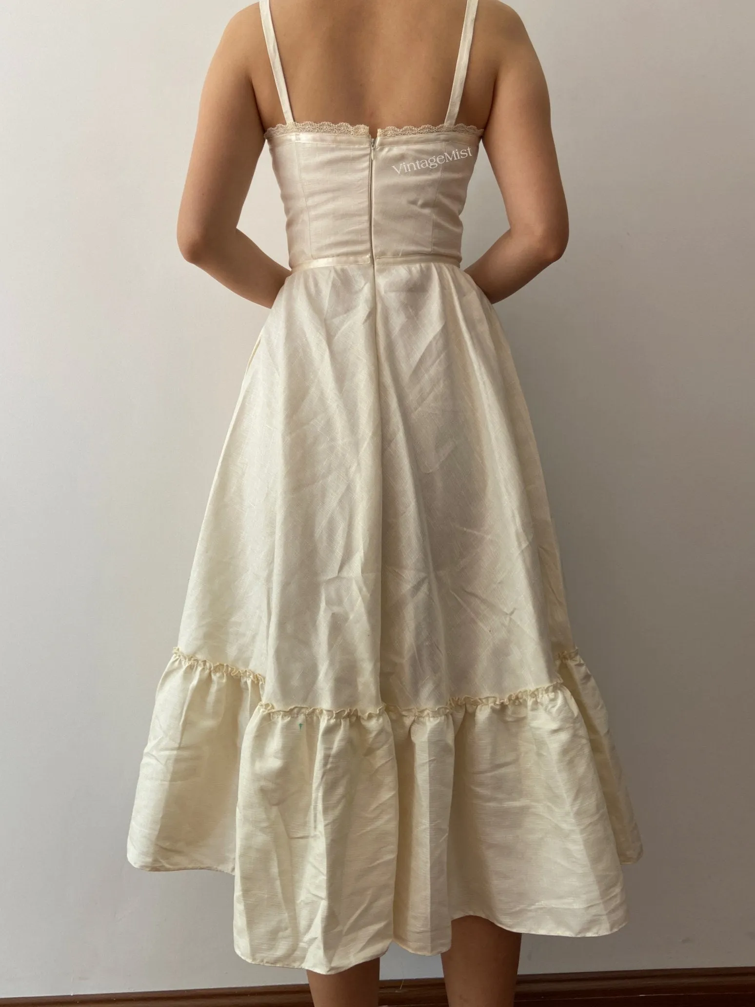 Strap Ruffle Corset Midi Dress
