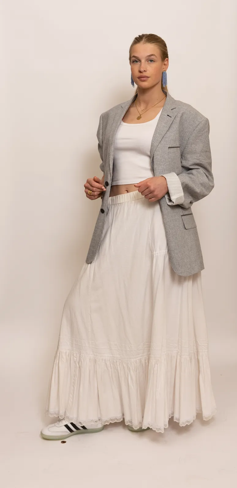 Stripe fitted blazer.bb