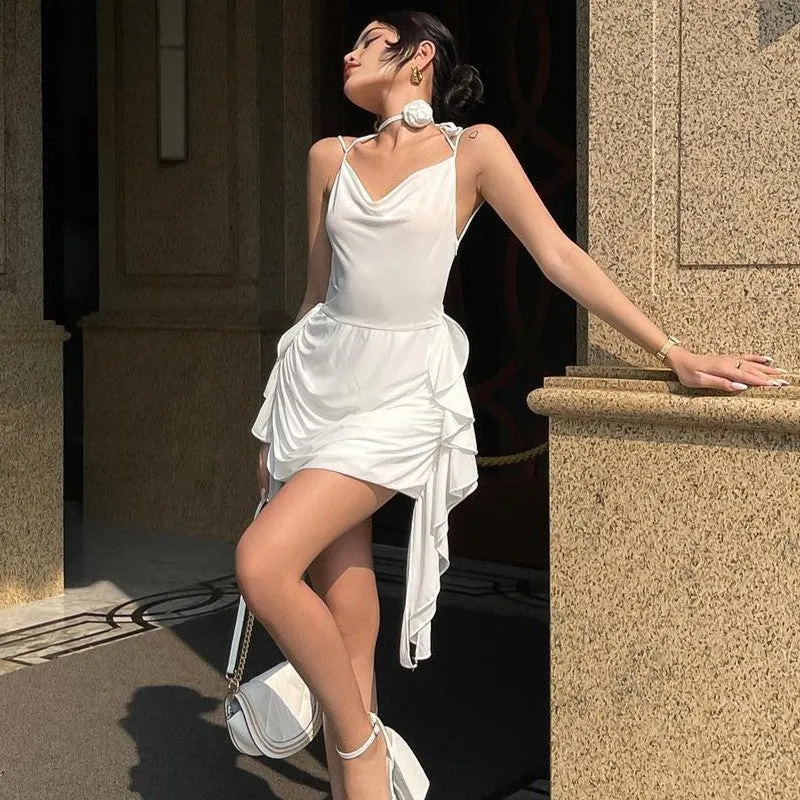 Sylvia Coquette Aesthetic Ruffle Detail Mini Dress