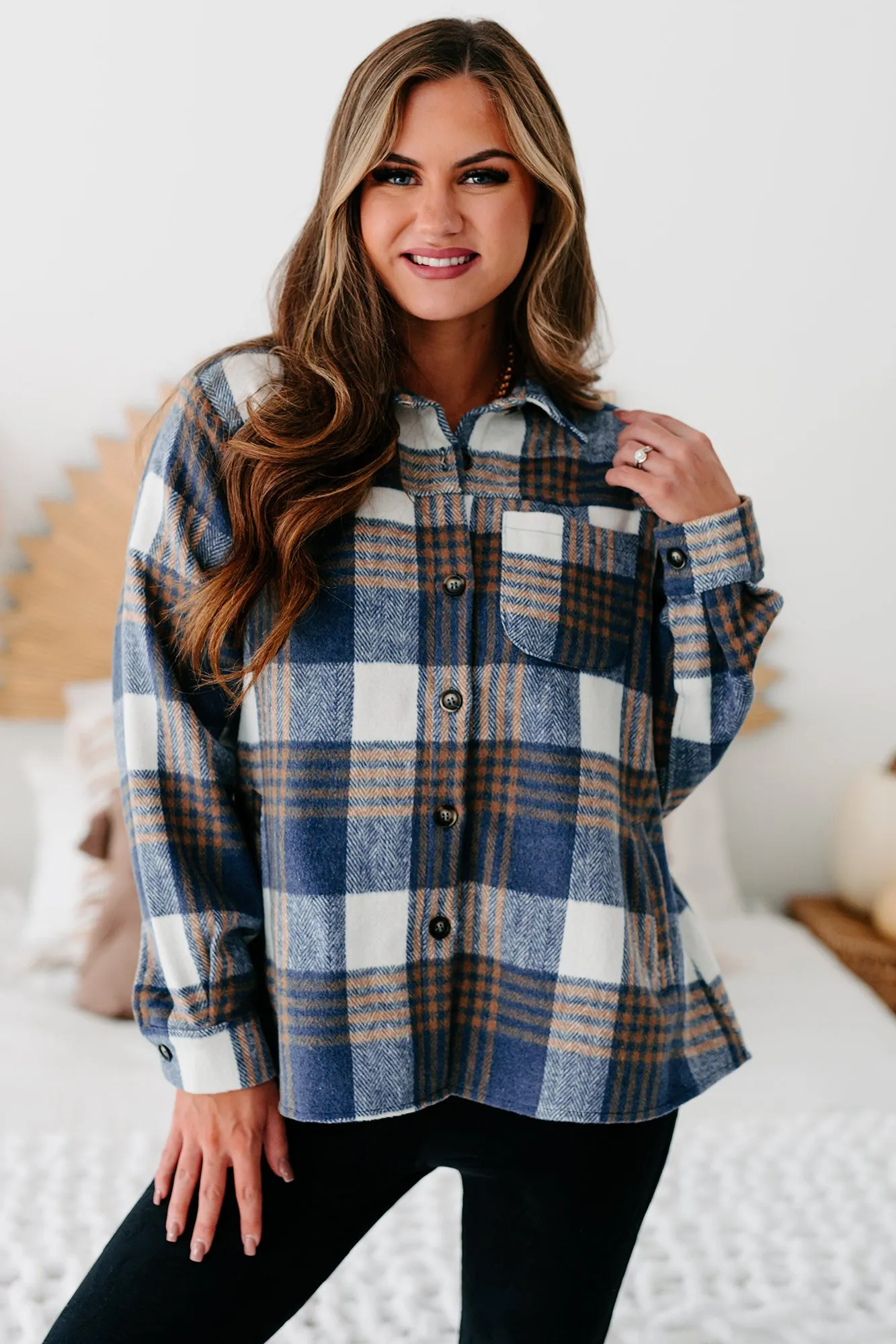 Take The Long Road Plaid Shacket (Blue)