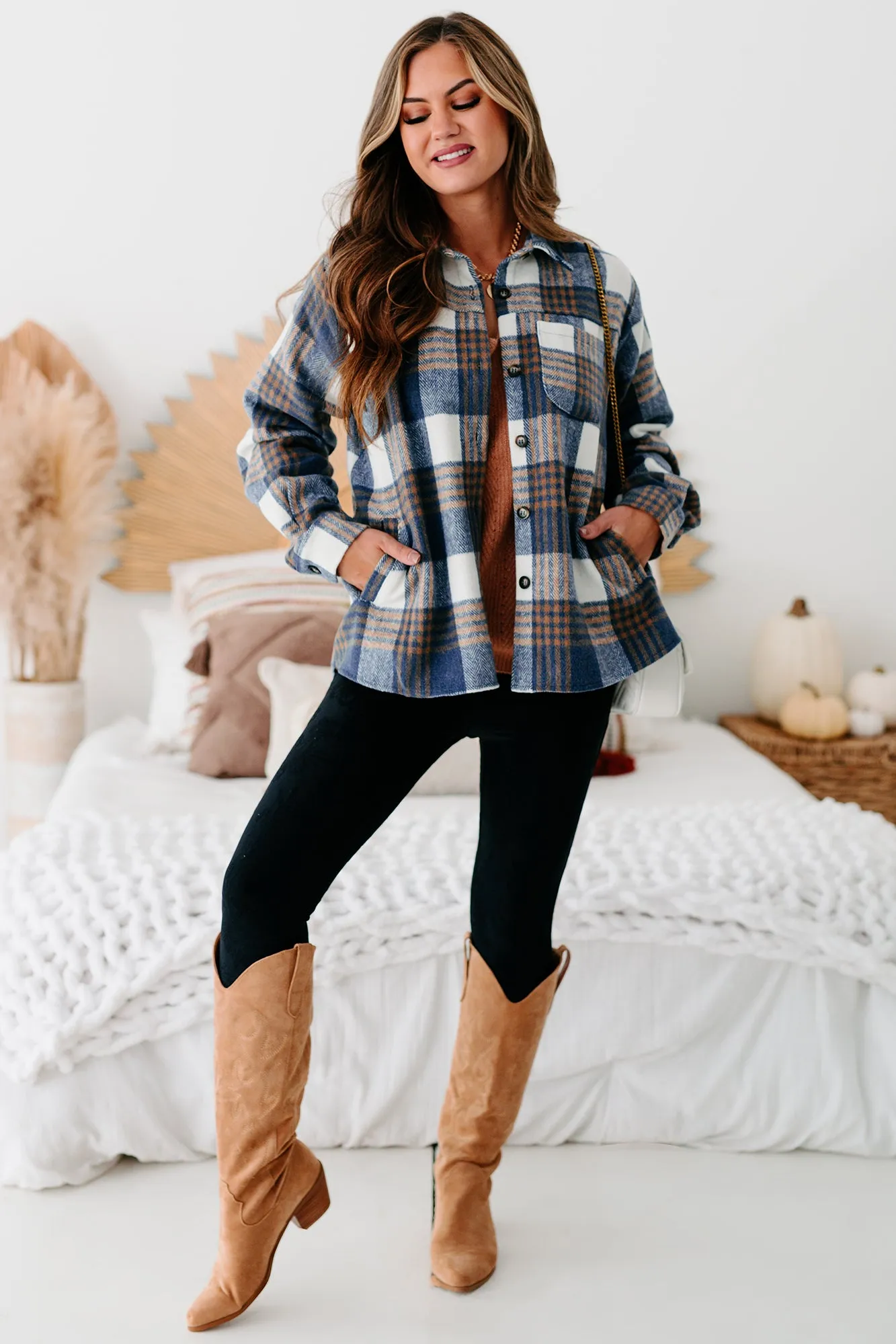 Take The Long Road Plaid Shacket (Blue)