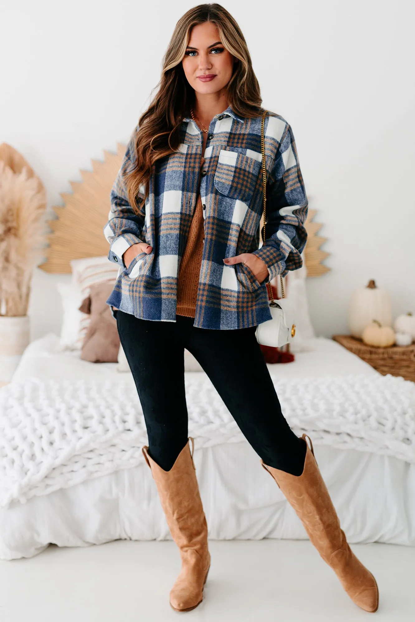 Take The Long Road Plaid Shacket (Blue)