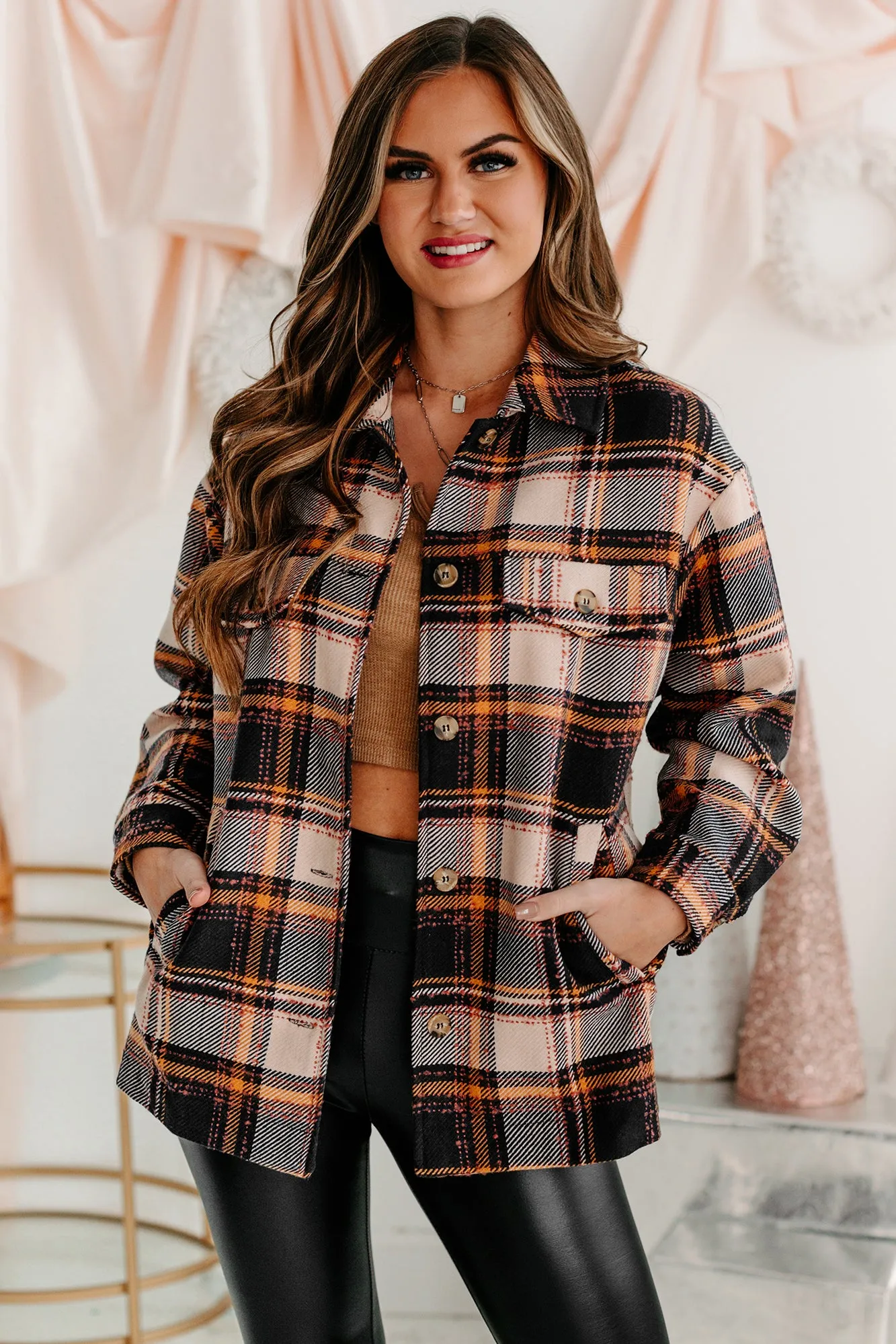 The Great Divide Oversized Plaid Shacket (Navy)