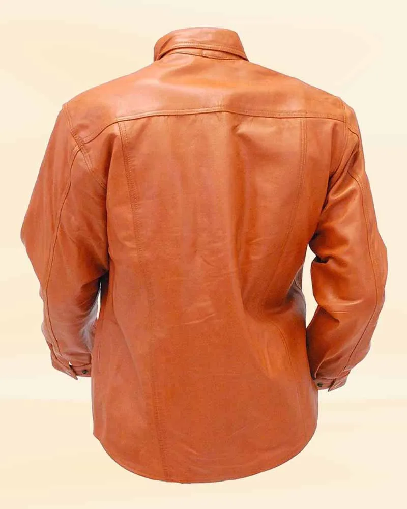 The Rugged Refinement Waxy Distressed Light Brown Leather Shirt