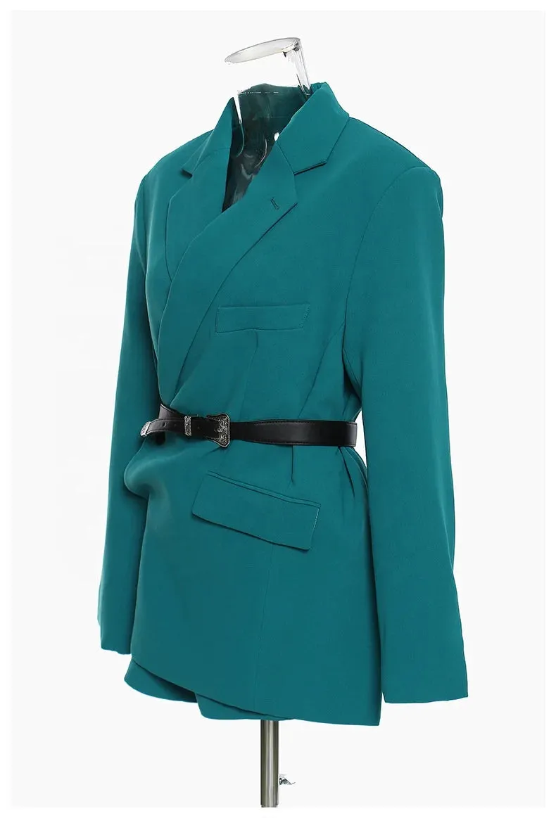 Trend4us Women’s Belted Blazer Jacket