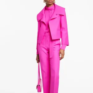 Trend4us Women's Oversized Collar Blazer & Wide-Leg Trouser Set