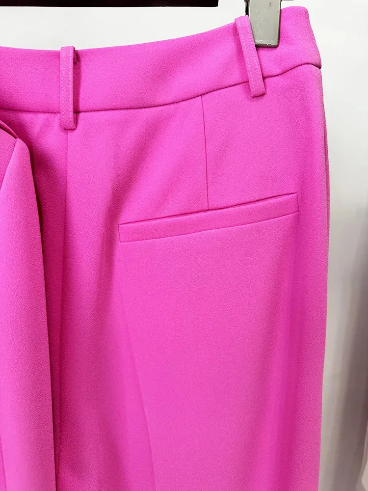 Trend4us Women's Oversized Collar Blazer & Wide-Leg Trouser Set