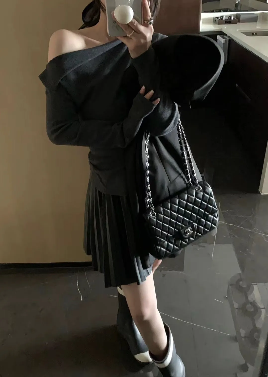 Uniwim 2000s fashion Autumn and Winter  Autumn and Winter New/Elegant Waist-Tight Pleated Oblique Collar Sweater