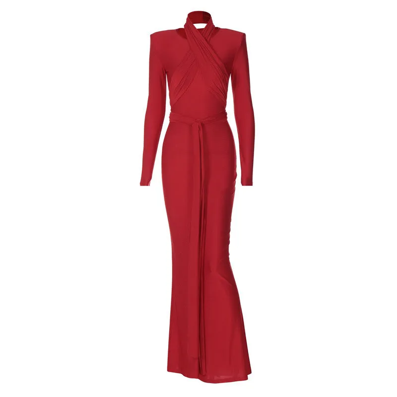 Vanessa Long Sleeve Bandage Maxi Dress