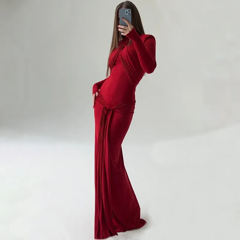 Vanessa Long Sleeve Bandage Maxi Dress