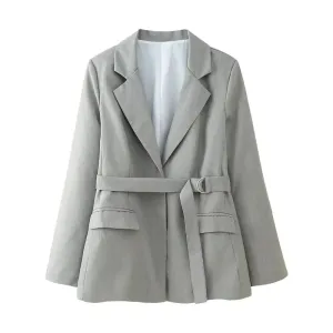 Wenkouban-Winter outfits Christmas Lapel Collar Metal Belt Suit Jacket with Belt