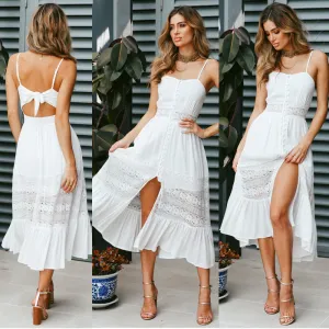 White Side Slit Dress