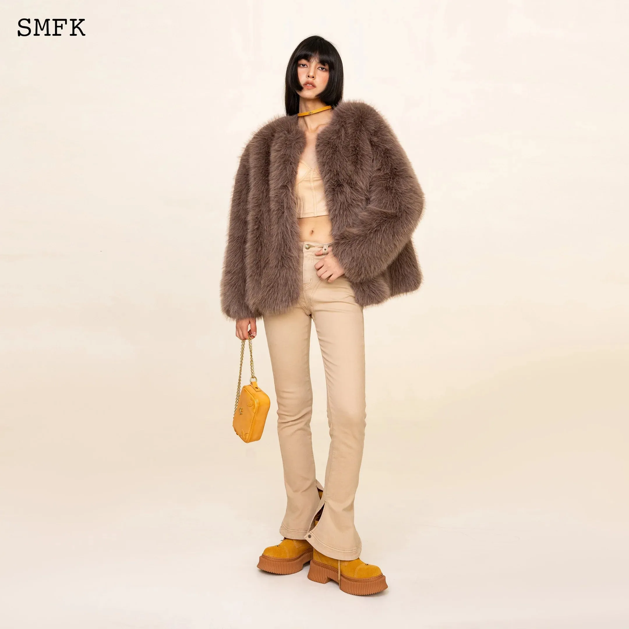 Wildworld Classic Faux Fur Jacket In Purple