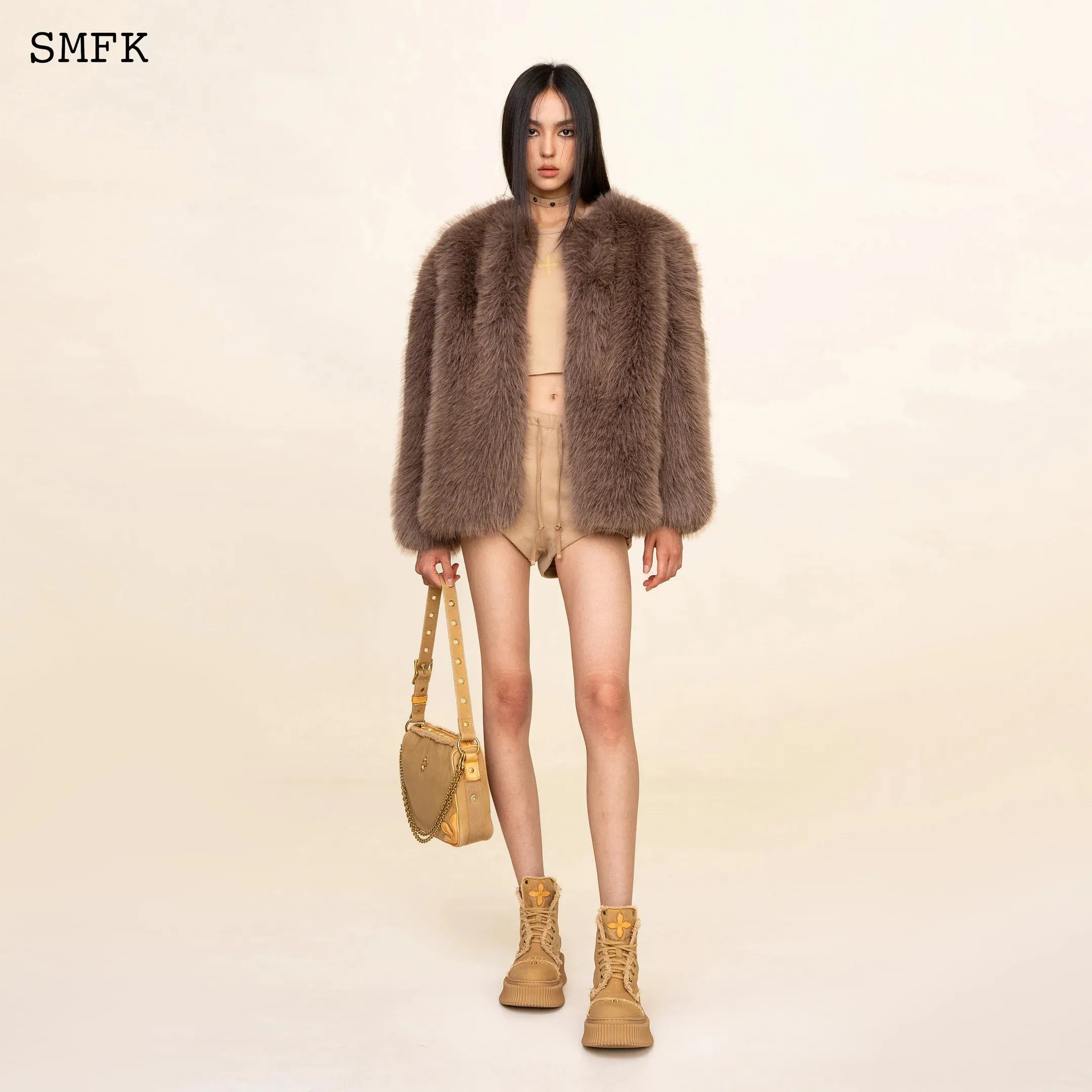 Wildworld Classic Faux Fur Jacket In Purple