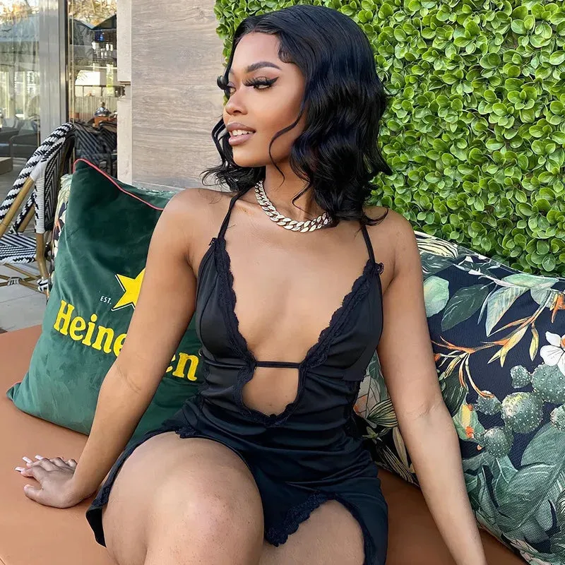 Women Sleeveless Backless Sexy Slip Black Midi Dress Bodycon Fashionable Streetwear for Parties and Clubs