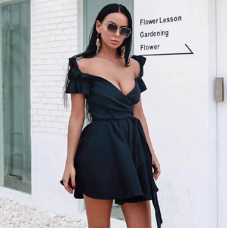 Women's Casual V-Neck Short-Sleeve Dress