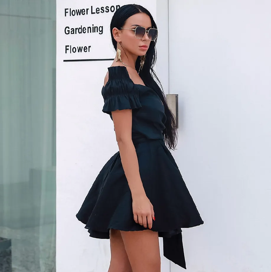 Women's Casual V-Neck Short-Sleeve Dress