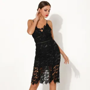Women's Off-Shoulder V-Neck Lace Dress