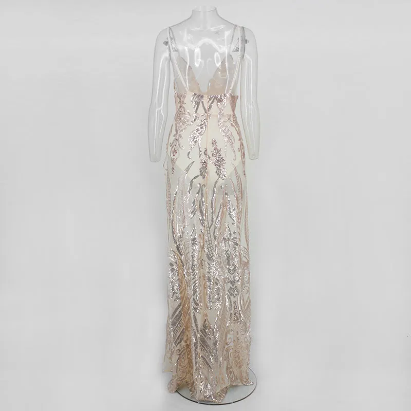 Women's Sequin V-Neck Sheath Long Dress
