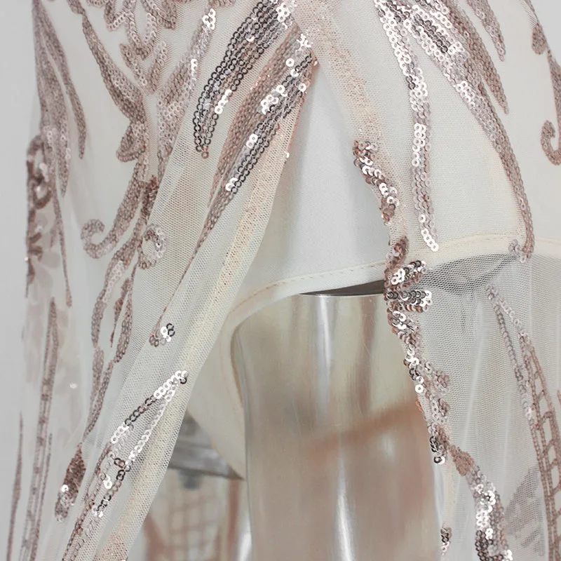 Women's Sequin V-Neck Sheath Long Dress