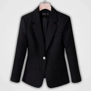 Women's Sophisticated Ribbed Blazer with Button and Pockets | Ideal for All Seasons