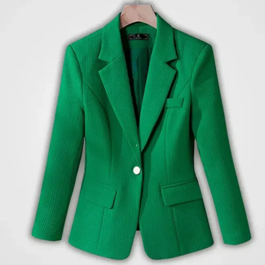 Women's Sophisticated Ribbed Blazer with Button and Pockets | Ideal for All Seasons