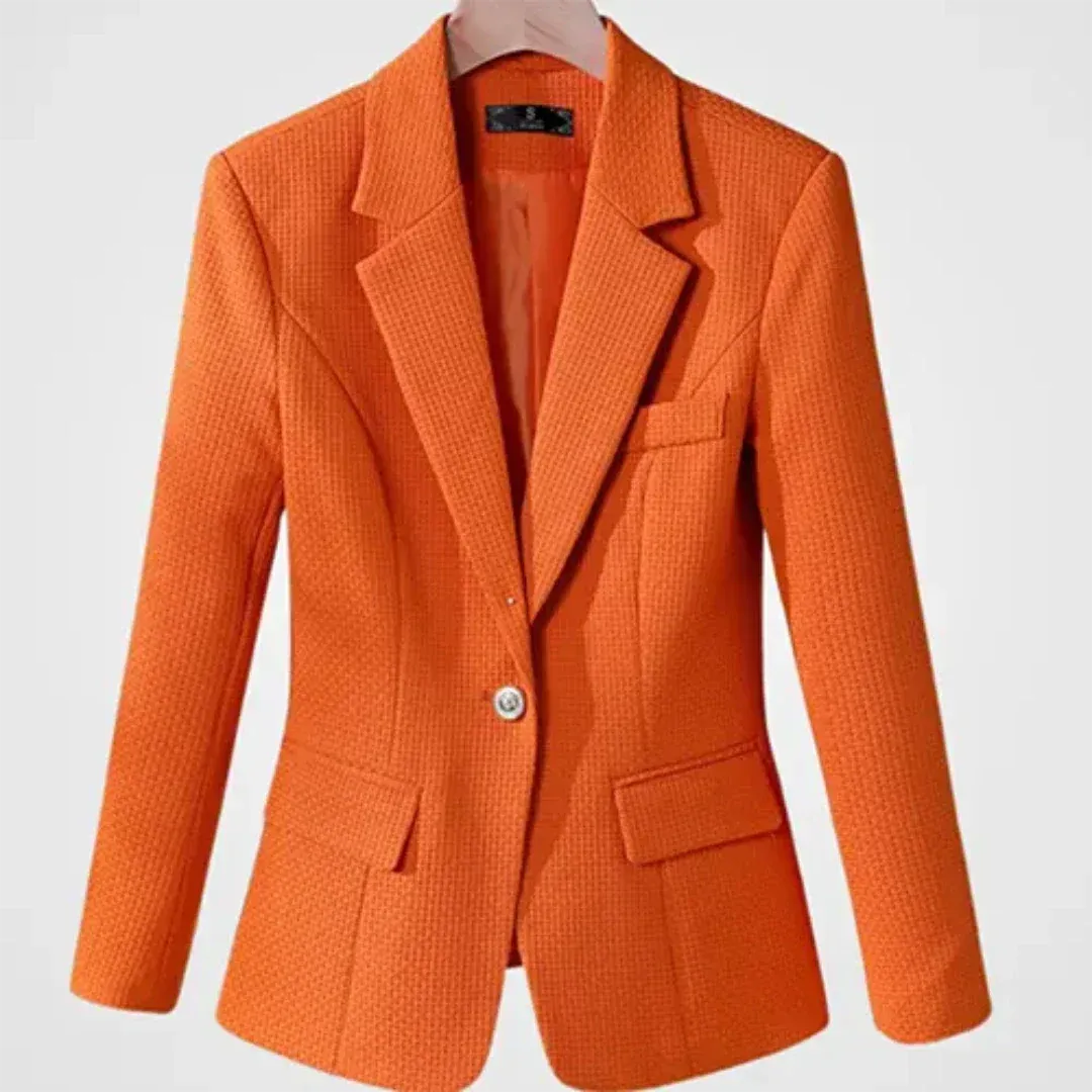 Women's Sophisticated Ribbed Blazer with Button and Pockets | Ideal for All Seasons