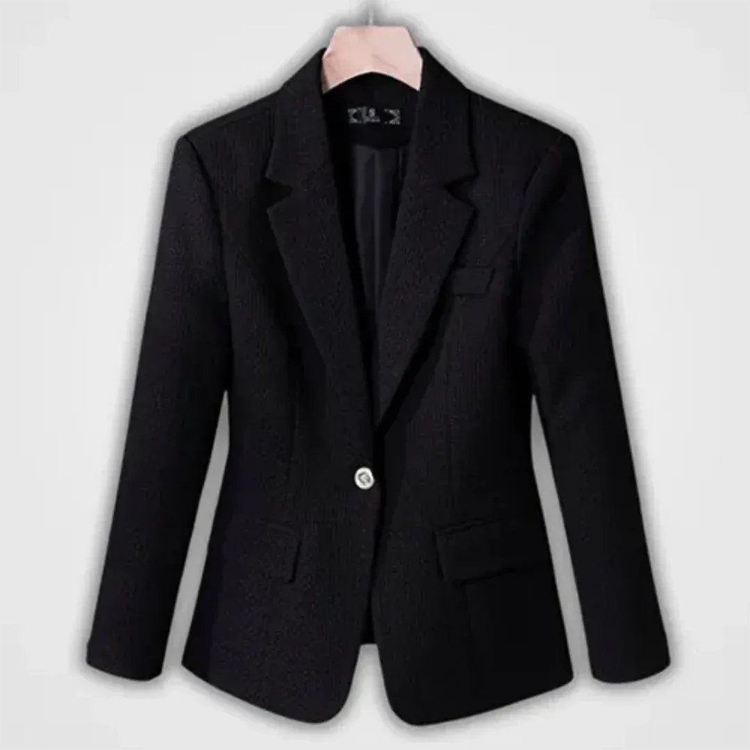 Women's Sophisticated Ribbed Blazer with Button and Pockets | Ideal for All Seasons