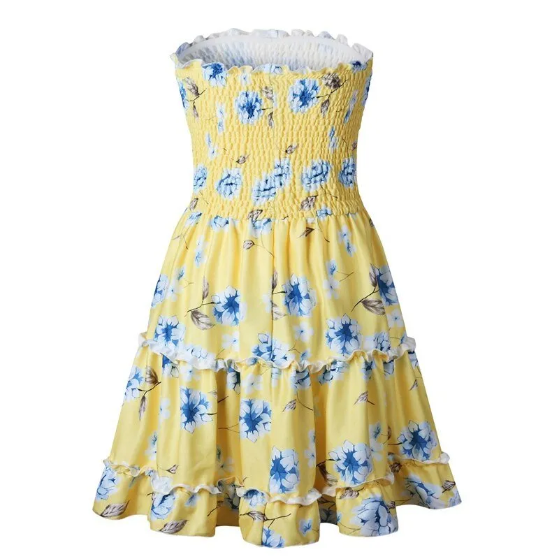 Women's Summer Casual Ruffle Off Shoulder Dress