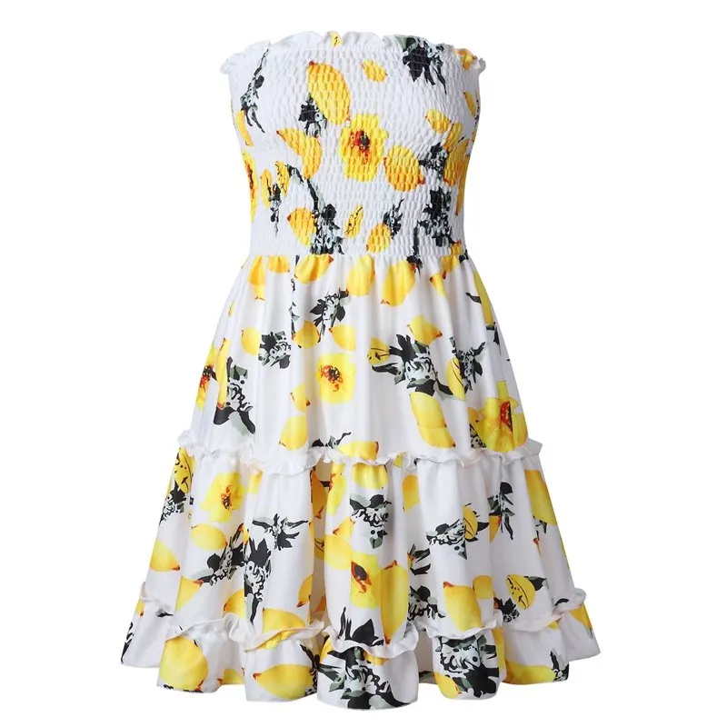 Women's Summer Casual Ruffle Off Shoulder Dress