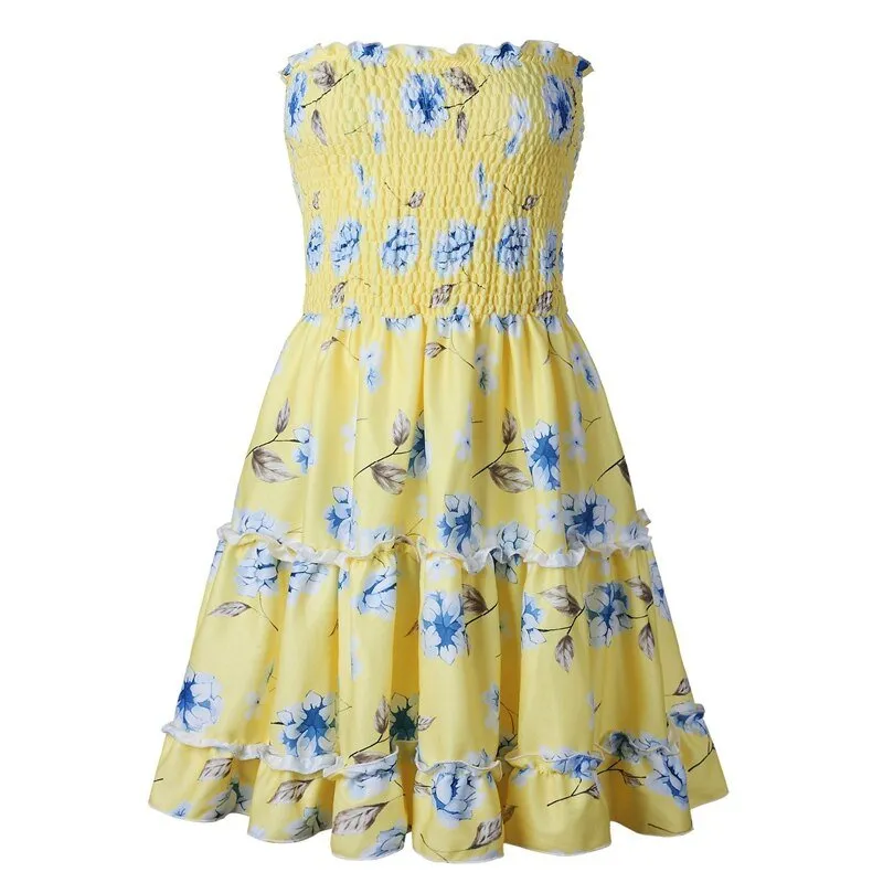 Women's Summer Casual Ruffle Off Shoulder Dress