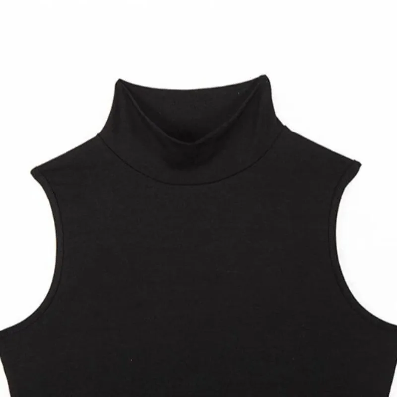 Women's Summer Casual Sleeveless Split Dress With High Neck