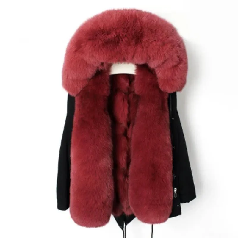 Women's Winter Casual Hooded Waterproof Parka With Fox Fur