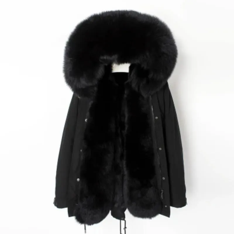 Women's Winter Casual Hooded Waterproof Parka With Fox Fur