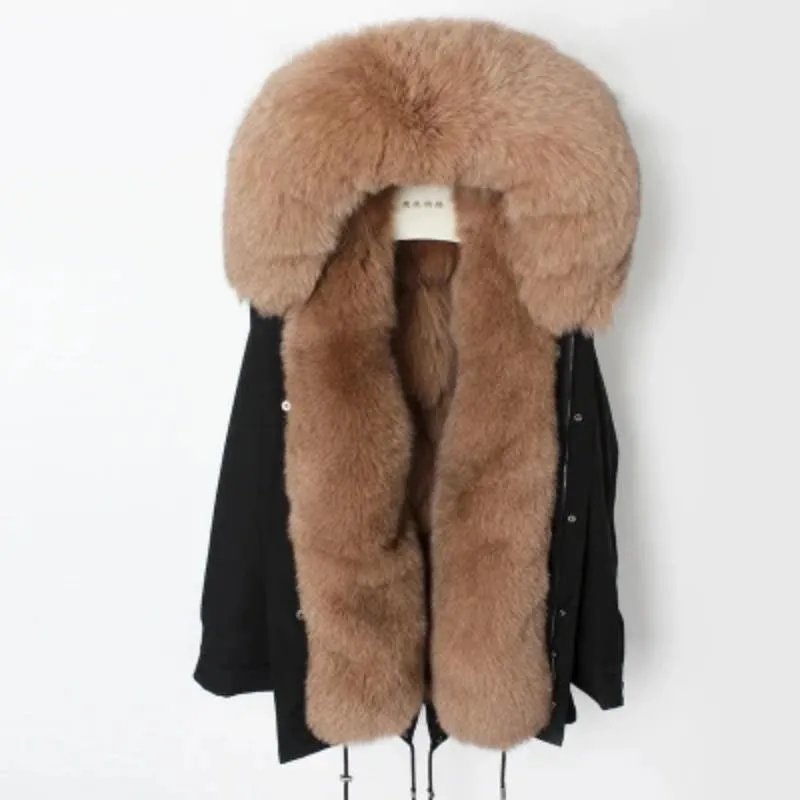 Women's Winter Casual Hooded Waterproof Parka With Fox Fur