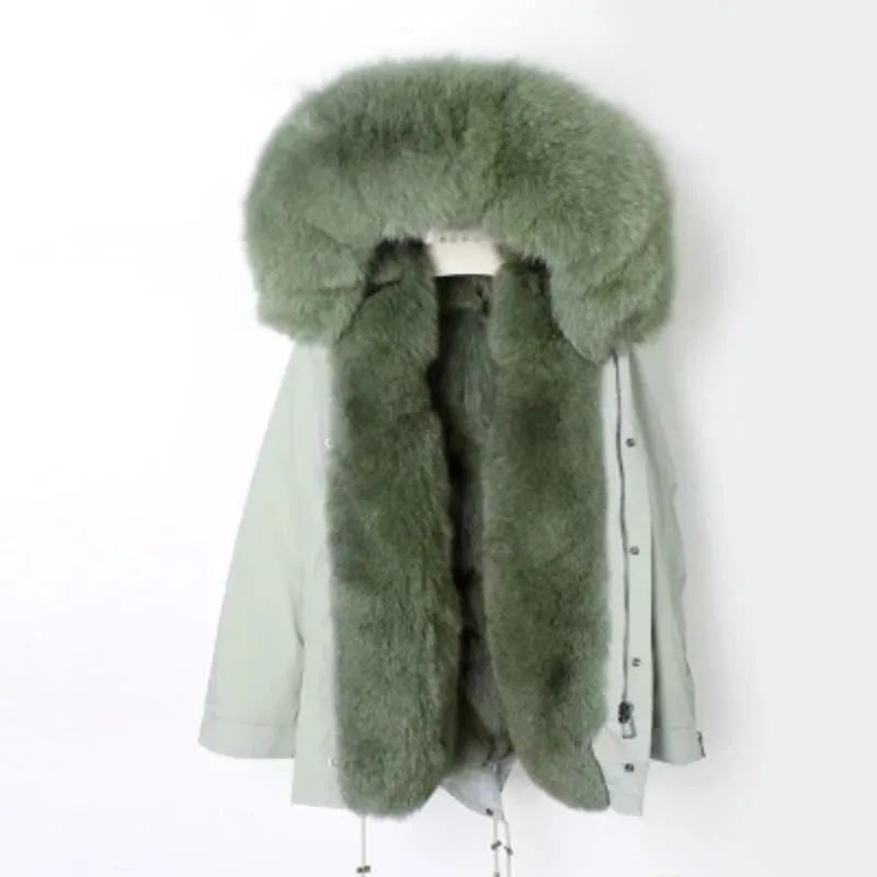 Women's Winter Casual Hooded Waterproof Parka With Fox Fur