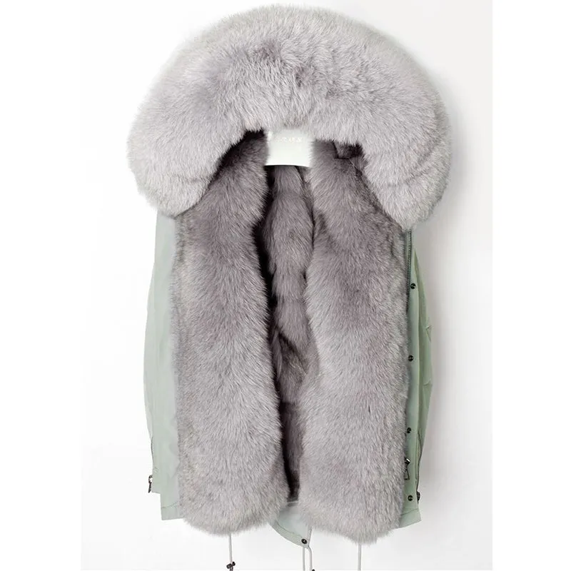 Women's Winter Casual Hooded Waterproof Parka With Fox Fur